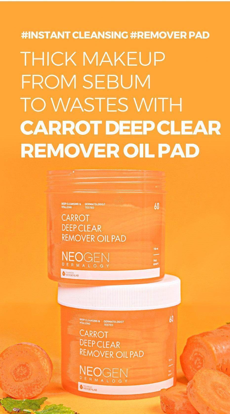 NEOGEN DERMALOGY CARROT DEEP CLEAR OIL PAD 150ML (60 PADS) - Kbeauty.sale