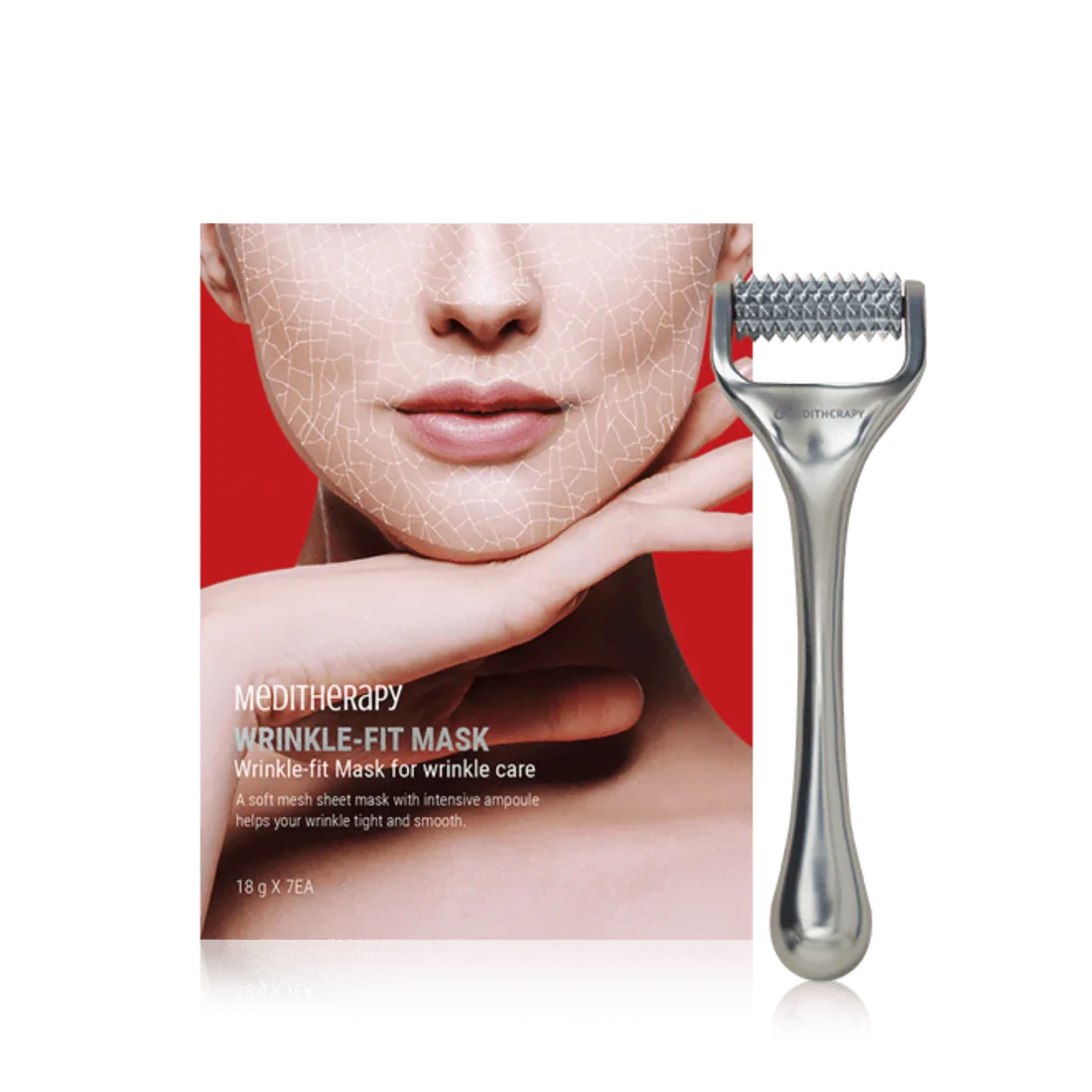 MEDITHERAPY Wrinkle fit Mesh Sheet Collagen Masks 7EA + Boosting Roller 1EA - Kbeauty.sale