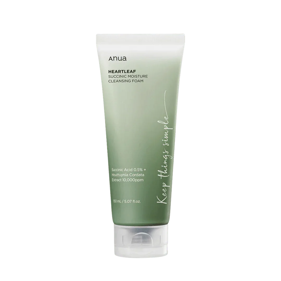 Anua HEARTLEAF SUCCINIC MOISTURE CLEANSING FOAM 150ml - Kbeauty.sale