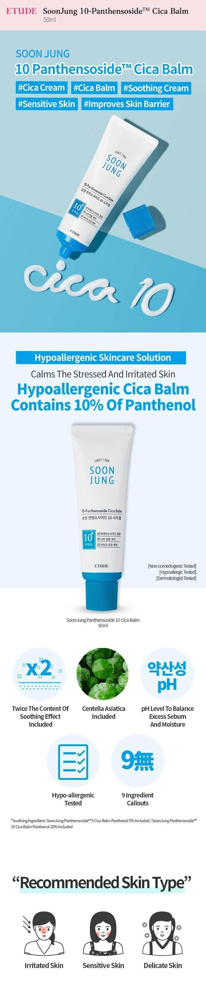Etude House SoonJung 10-Panthensoside Cica Balm 50ml - Kbeauty.sale