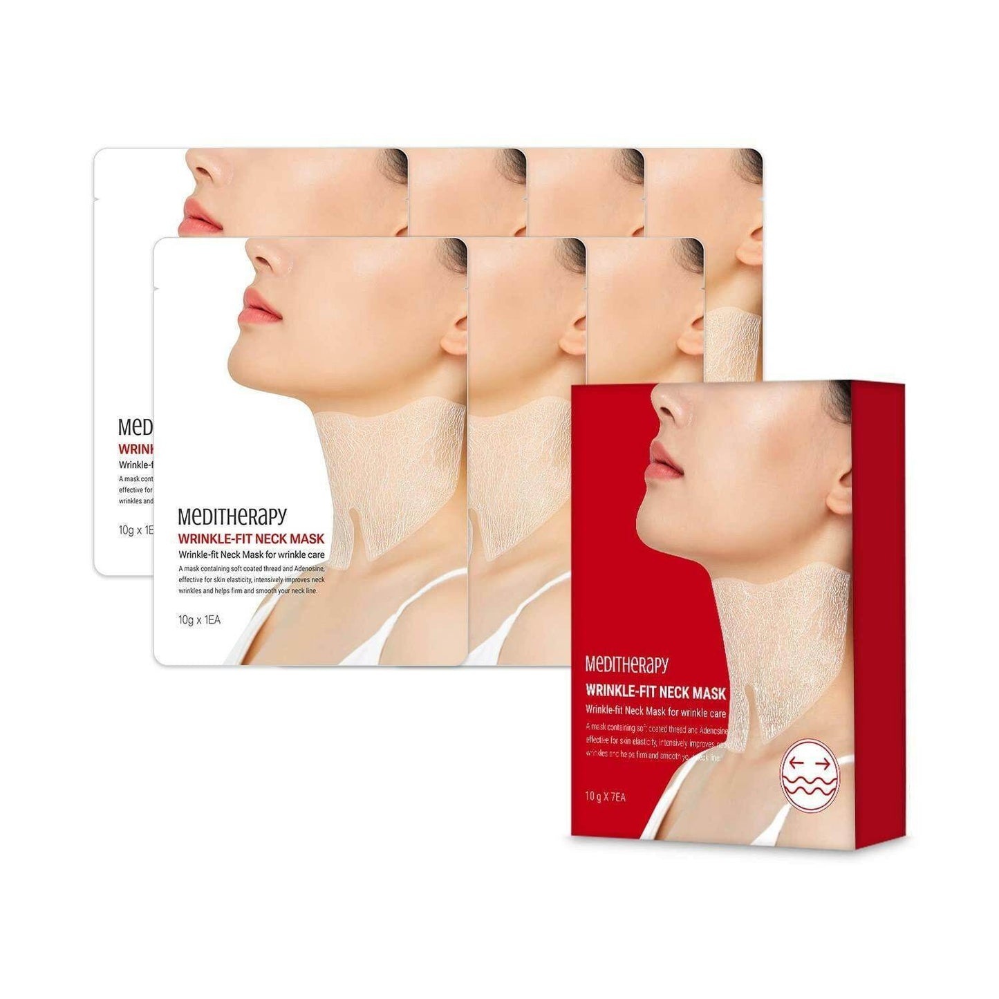 MEDITHERAPY Wrinkle fit Mesh Sheet Masks for Neck (7EA) - Kbeauty.sale