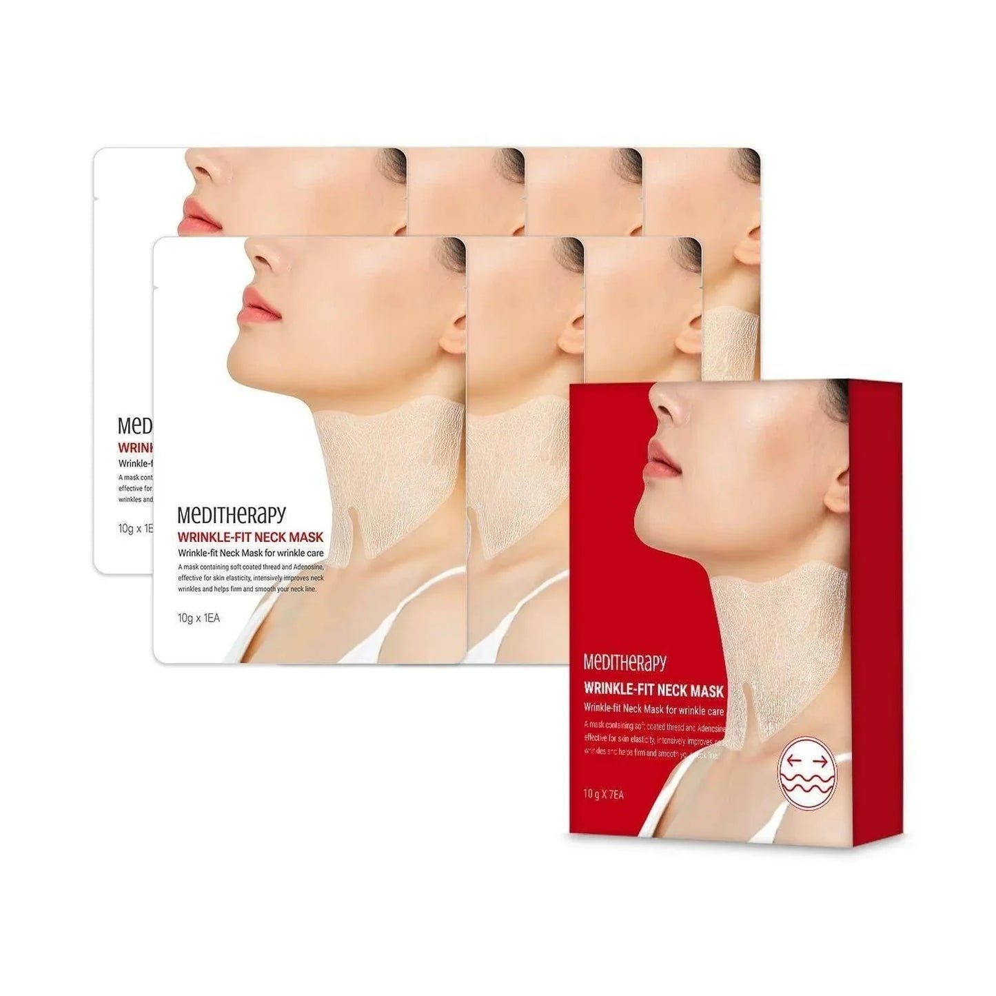 MEDITHERAPY Wrinkle fit Mesh Sheet Masks for Neck (7EA) - Kbeauty.sale