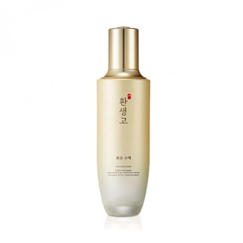 Thefaceshop Yehwadam Hwansaenggo Rejuvenating Radiance Toner in a gold bottle