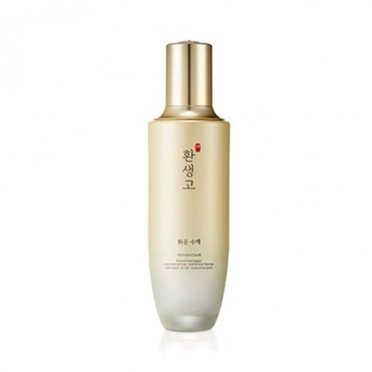 Thefaceshop Yehwadam Hwansaenggo Rejuvenating Radiance Toner in a gold bottle
