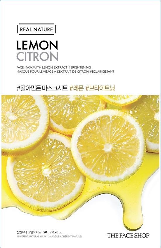 Thefaceshop Real Nature lemon sheet mask 10-pack in bright yellow packaging
