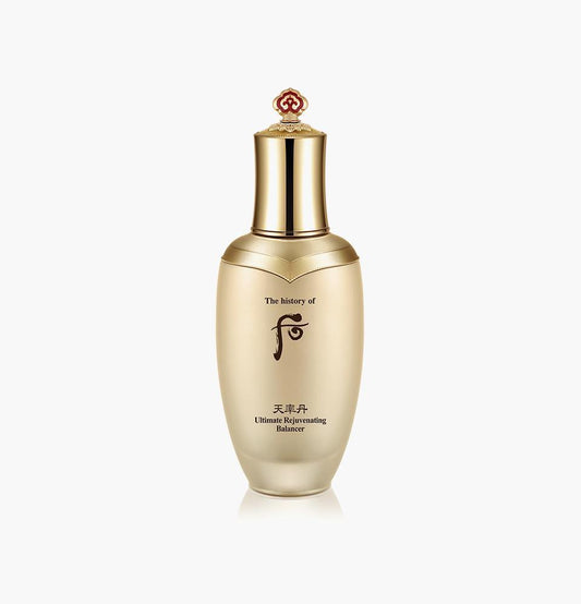 The History Of Whoo Cheonyuldan Ultimate Rejuvenating Balancer in an ornate metallic bottle