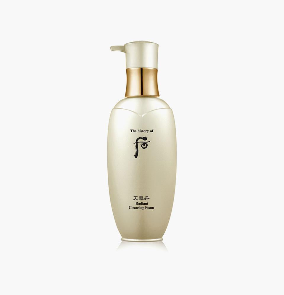 The History Of Whoo Cheongidan Radiant Cleansing Foam in an ornate gold tube