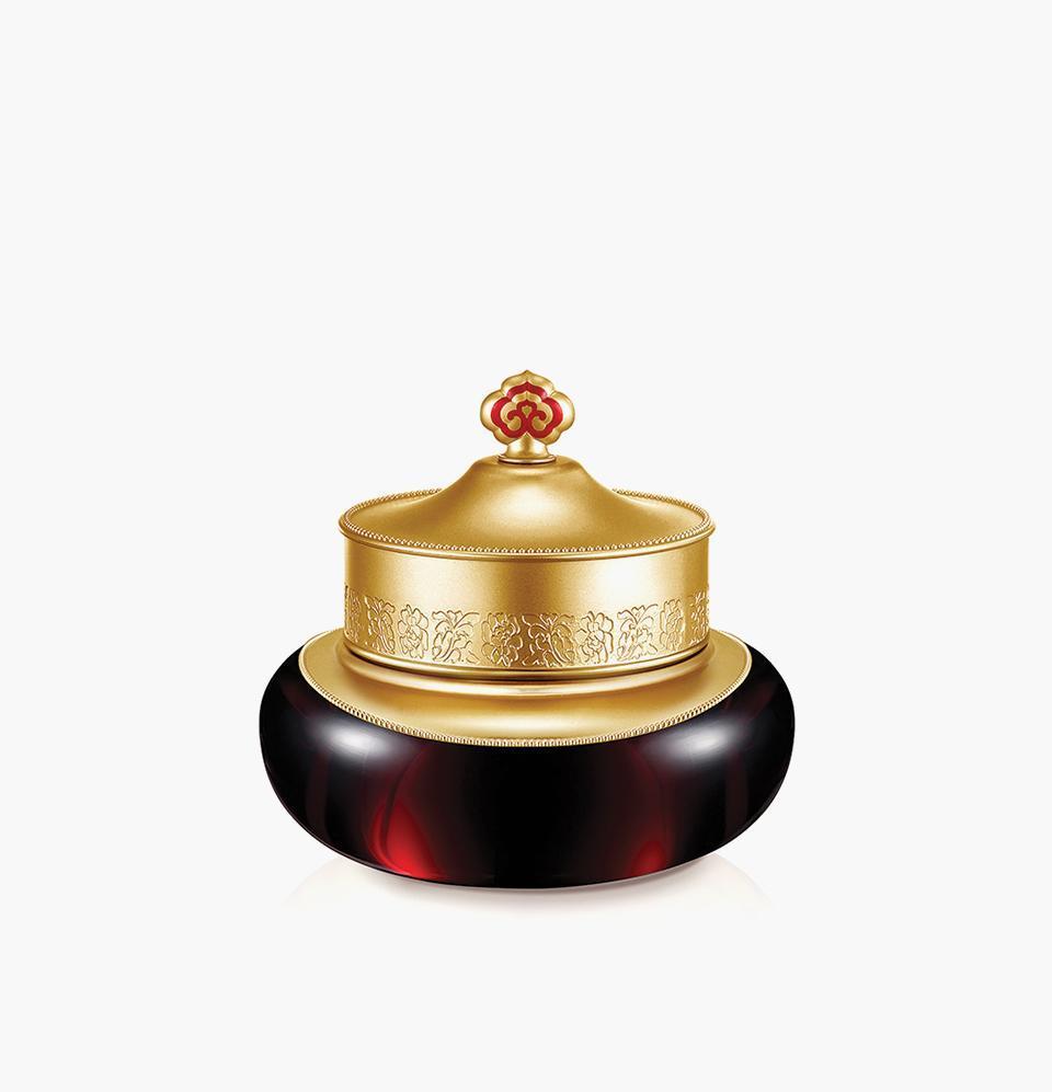 The History Of Whoo Jinyulhyang Intensive Revitalizing Cream in an ornate red and gold jar