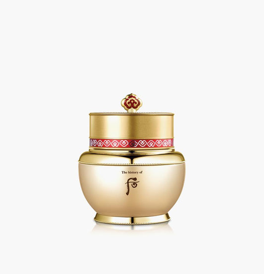 The History Of Whoo Bichup Ja Yoon moisturizing cream in an ornate gold jar