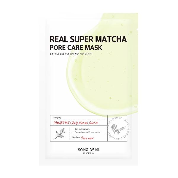 SomeByMi Real Super Matcha Pore Care Mask in a light green sheet mask pouch