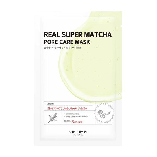 SomeByMi Real Super Matcha Pore Care Mask in a light green sheet mask pouch
