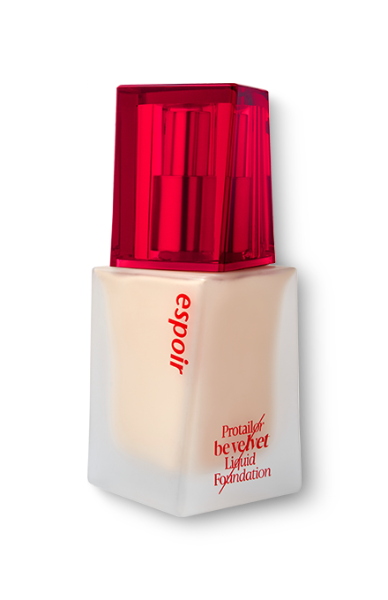 Espoir Pro Tailor Be Velvet Foundation in shade 2 Vanilla in a square frosted glass bottle