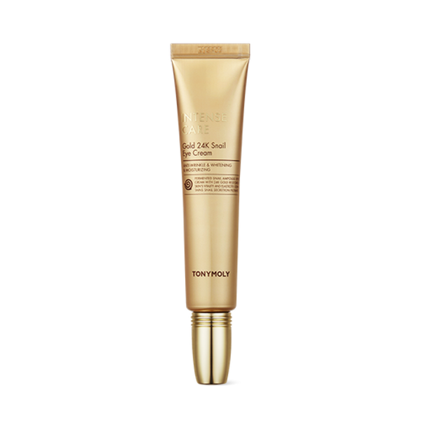 TONYMOLY Intense Care Gold 24K snail eye cream in a metallic gold tube