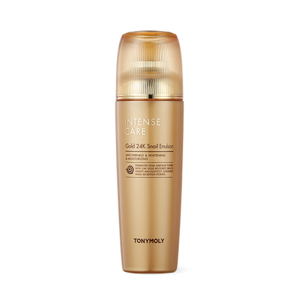 TONYMOLY Intense Care Gold24K Snail Emulsion in a gold pump bottle