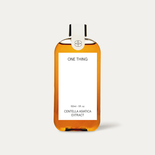 ONE THING Centella Asiatica Extract toner in a minimalist clear bottle with white label