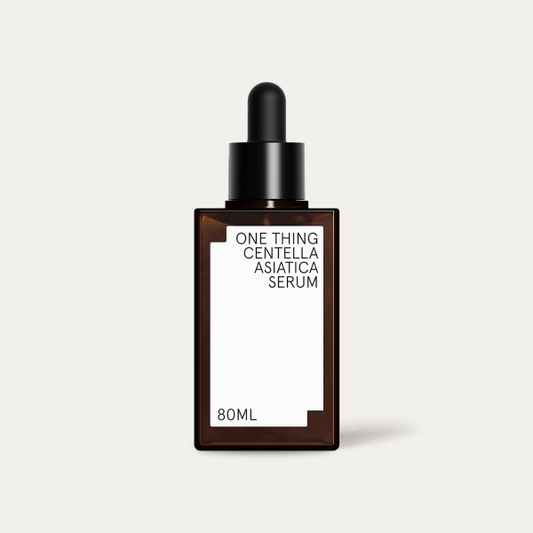 ONE THING Centella Asiatica Serum in a clear bottle with green labeling