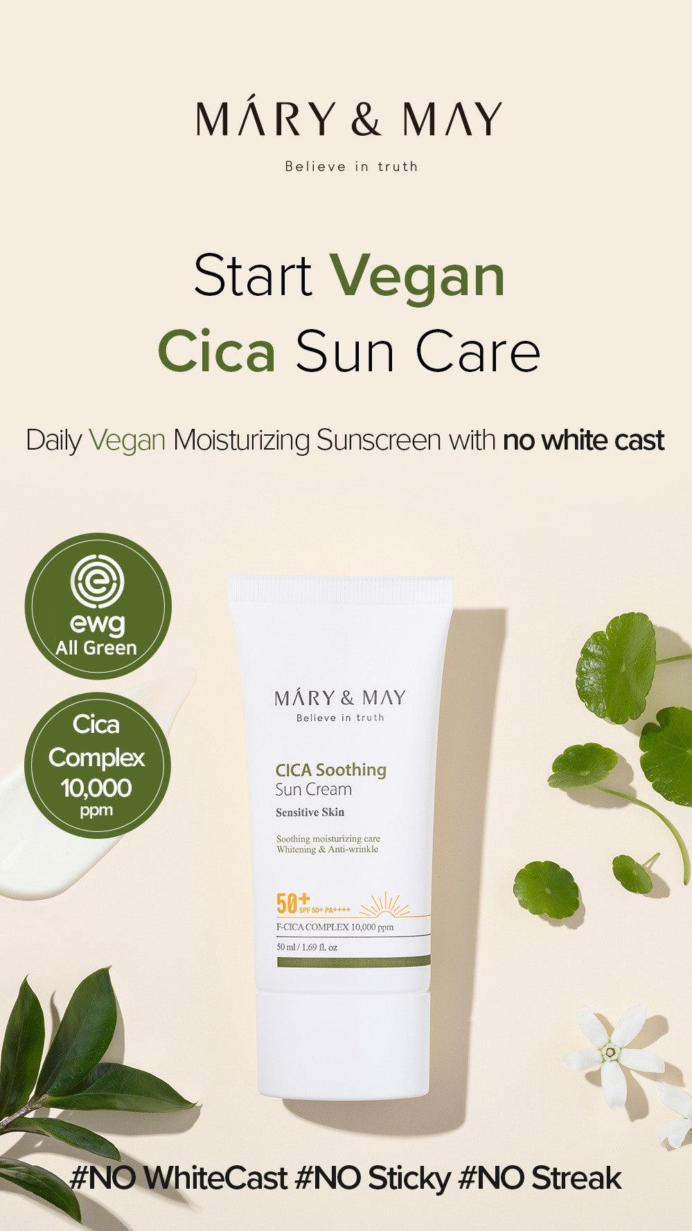 MARY&MAY CICA Soothing Sun Cream SPF50+ PA++++ - 50ml - Kbeauty Sale | Authentic Korean Skincare Products