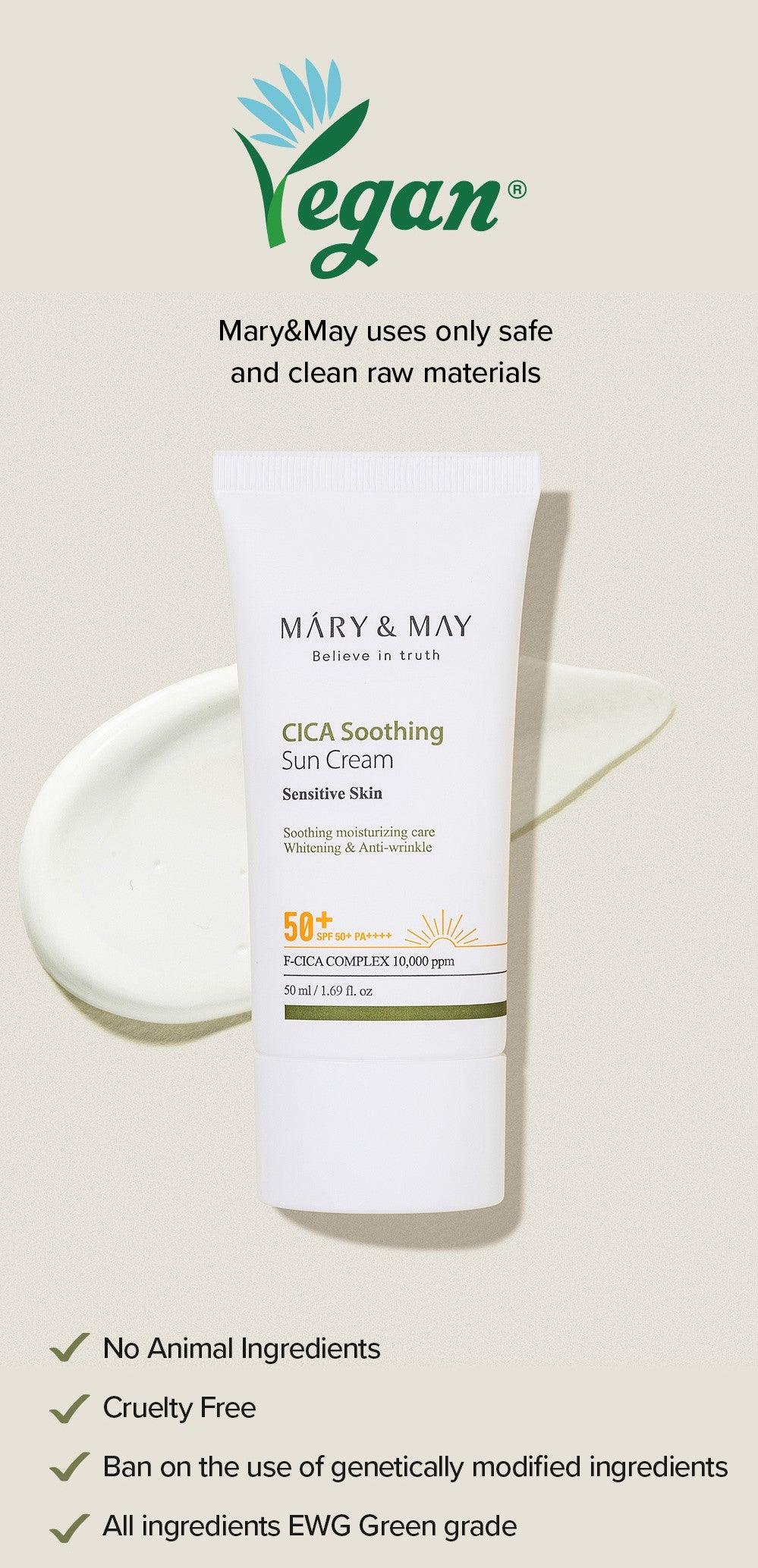 MARY&MAY CICA Soothing Sun Cream SPF50+ PA++++ - 50ml - Kbeauty Sale | Authentic Korean Skincare Products