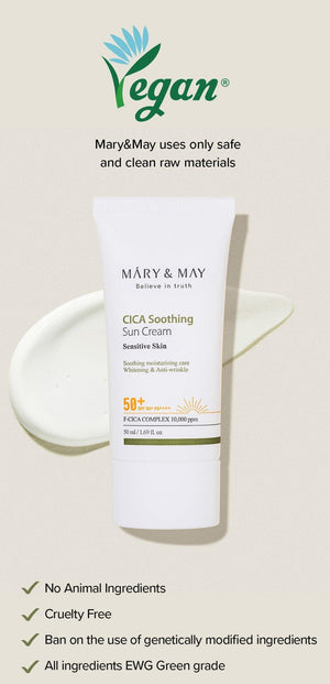 MARY&MAY CICA Soothing Sun Cream SPF50+ PA++++ - 50ml - Kbeauty Sale | Authentic Korean Skincare Products