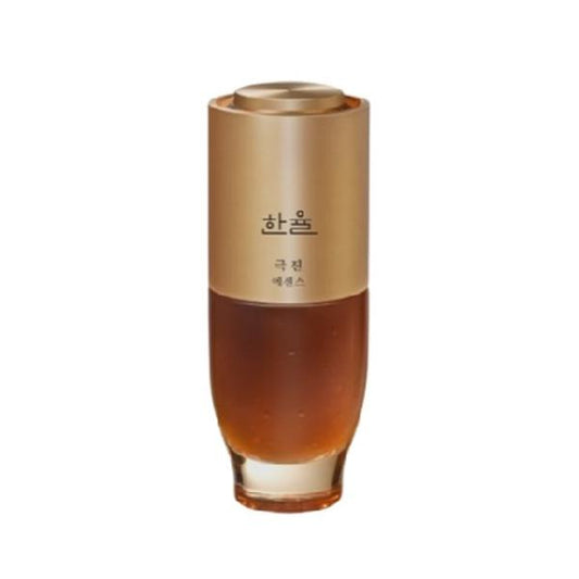 Hanyul Geuk Jin Essence in a dark brown pump bottle with gold accents