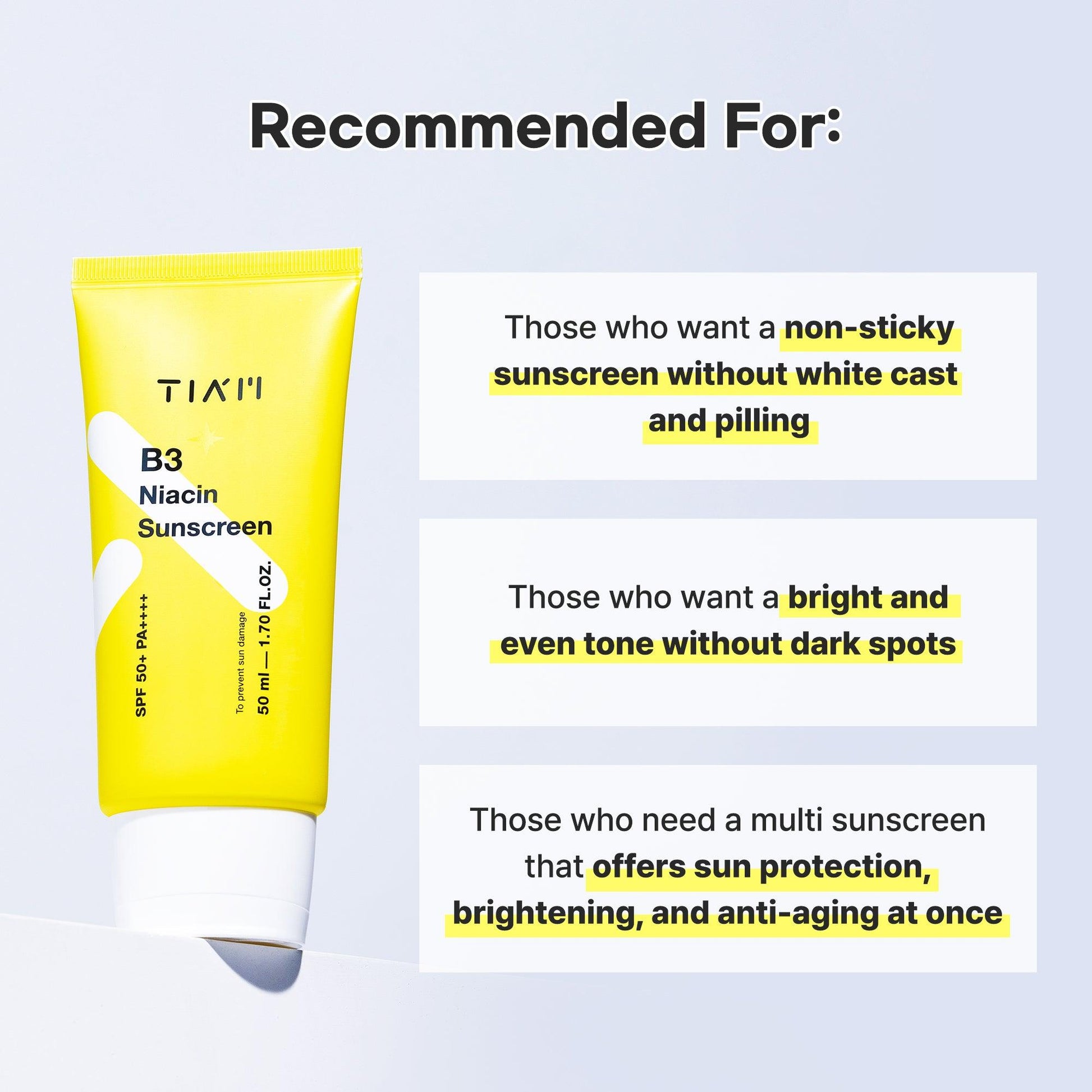 Tiam B3 Niacin Sunscreen 50ml - Kbeauty Sale | Authentic Korean Skincare Products