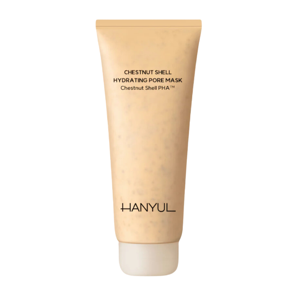 Hanyul Chestnut Shell Hydrating Pore Mask in a brown jar with a beige lid