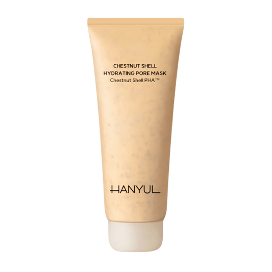 Hanyul Chestnut Shell Hydrating Pore Mask in a brown jar with a beige lid