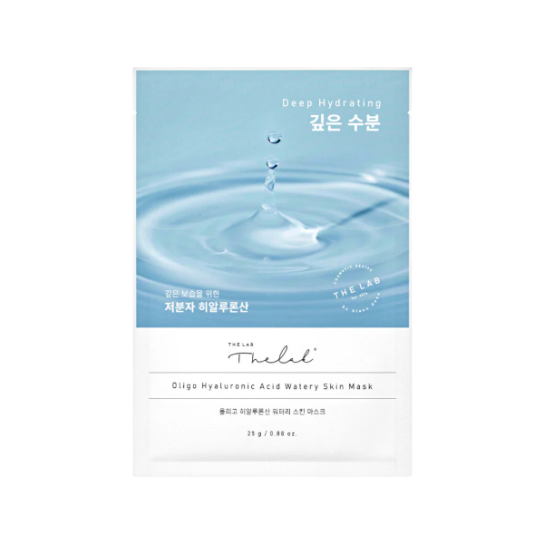 The Lab by Blanc Doux Oligo Hyaluronic Acid Watery Skin Mask sheet in blue and white packaging