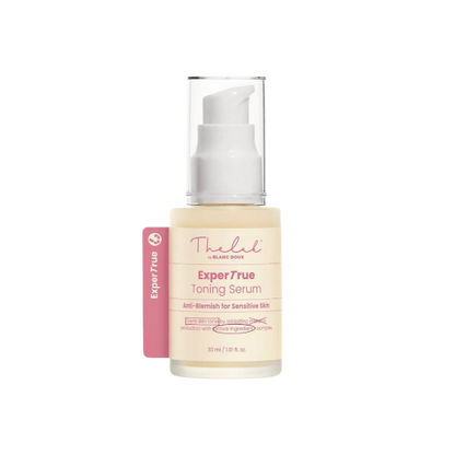 The Lab by Blanc Doux Expertrue Toning Serum in a 30ml clear glass dropper bottle