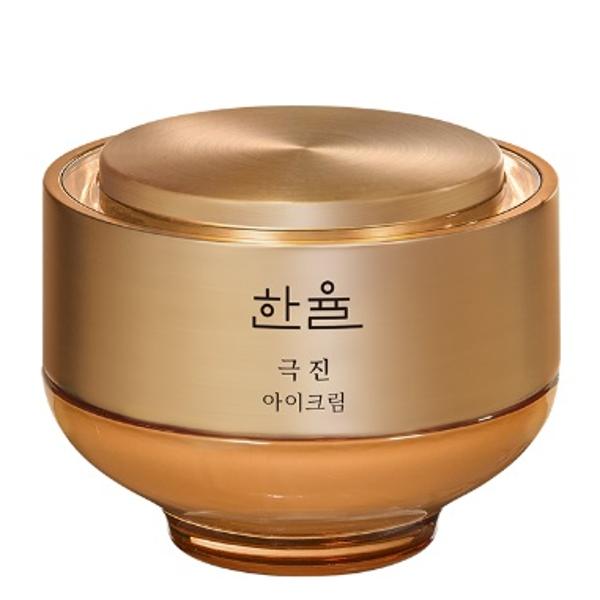 Hanyul Geuk Jin Eye Cream in a luxury dark amber jar with gold accents
