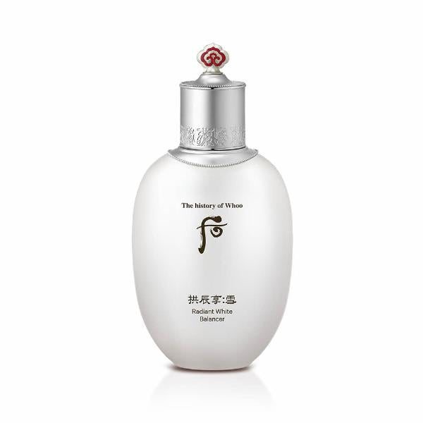 The History of Whoo Gongjinhyang Radiant White Balancer in an ornate white and gold bottle