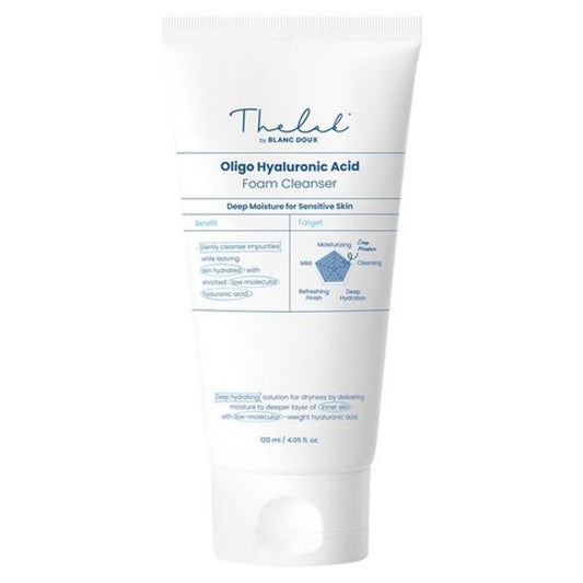 THE LAB by BLANC DOUX Oligo Hyaluronic Acid Foam Cleanser in white and blue tube