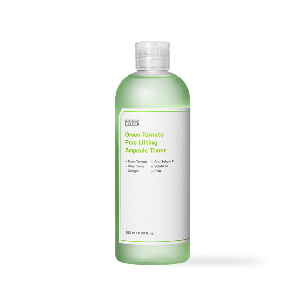 Sungboon Editor Green Tomato Pore Lifting Ampoule Toner in a 350ml pump bottle