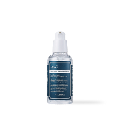 Dear Klairs Rich Moist Soothing Serum in a clear 80ml pump bottle