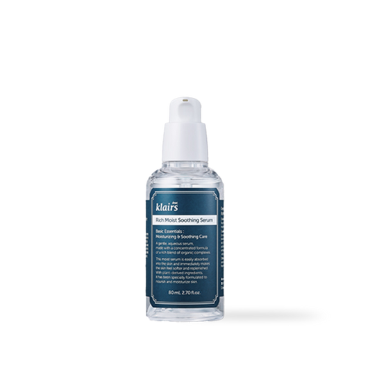 Dear Klairs Rich Moist Soothing Serum in a clear 80ml pump bottle