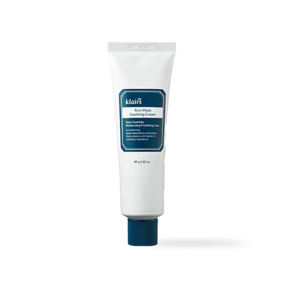 Dear Klairs Rich Moist Soothing Cream in a white and blue tube