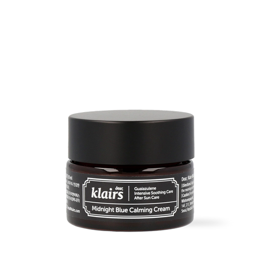 Dear Klairs Midnight Blue Calming Cream in a 30ml jar featuring blue soothing cream