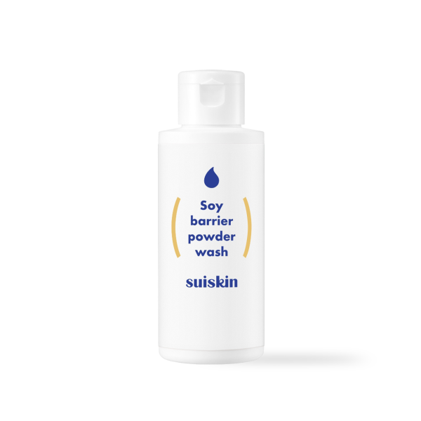 Suiskin Soy barrier powder wash in a beige bottle