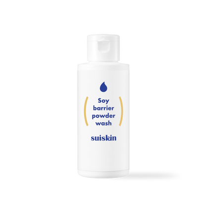 Suiskin Soy barrier powder wash in a beige bottle