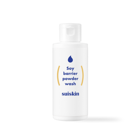 Suiskin Soy barrier powder wash in a beige bottle