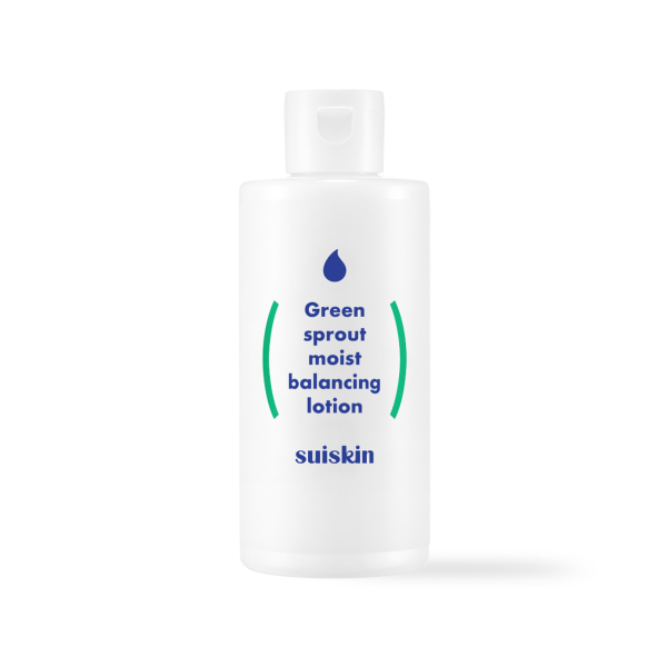Suiskin Green Sprout Moist Balancing Lotion in a green pump bottle