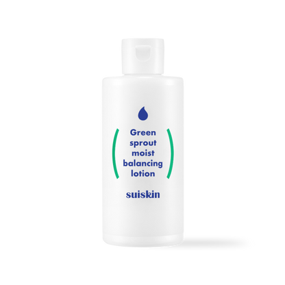 Suiskin Green Sprout Moist Balancing Lotion in a green pump bottle