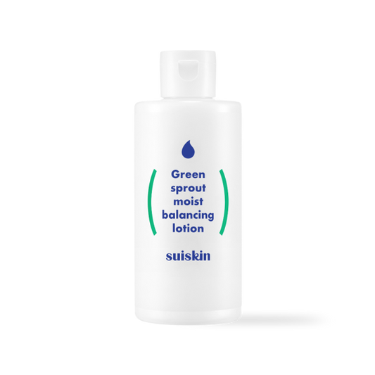 Suiskin Green Sprout Moist Balancing Lotion in a green pump bottle