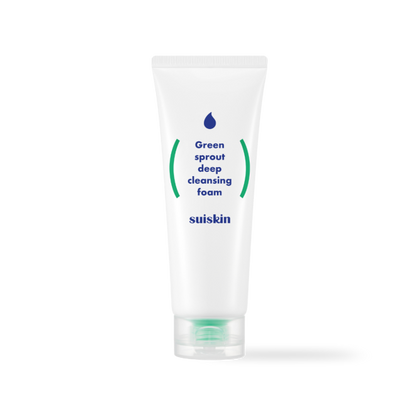 Suiskin Green sprout deep cleansing foam in a soft green tube