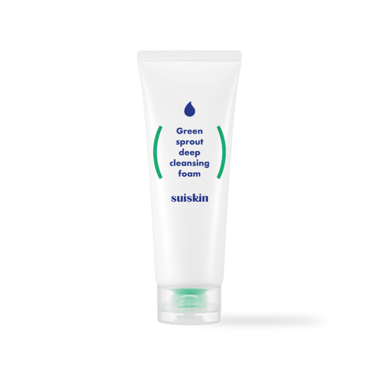 Suiskin Green sprout deep cleansing foam in a soft green tube