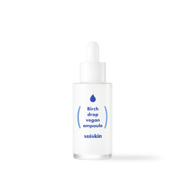 Suiskin birch drop vegan ampoule in a clear glass dropper bottle