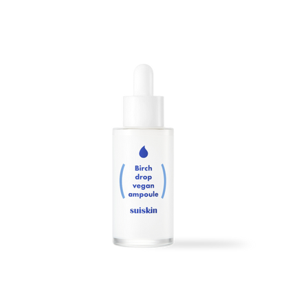 Suiskin birch drop vegan ampoule in a clear glass dropper bottle