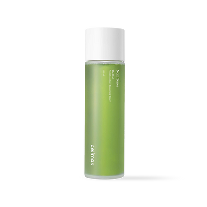 Celimax The Real Noni Moisture Balancing Toner in a clear 150ml bottle with light green liquid and a white cap