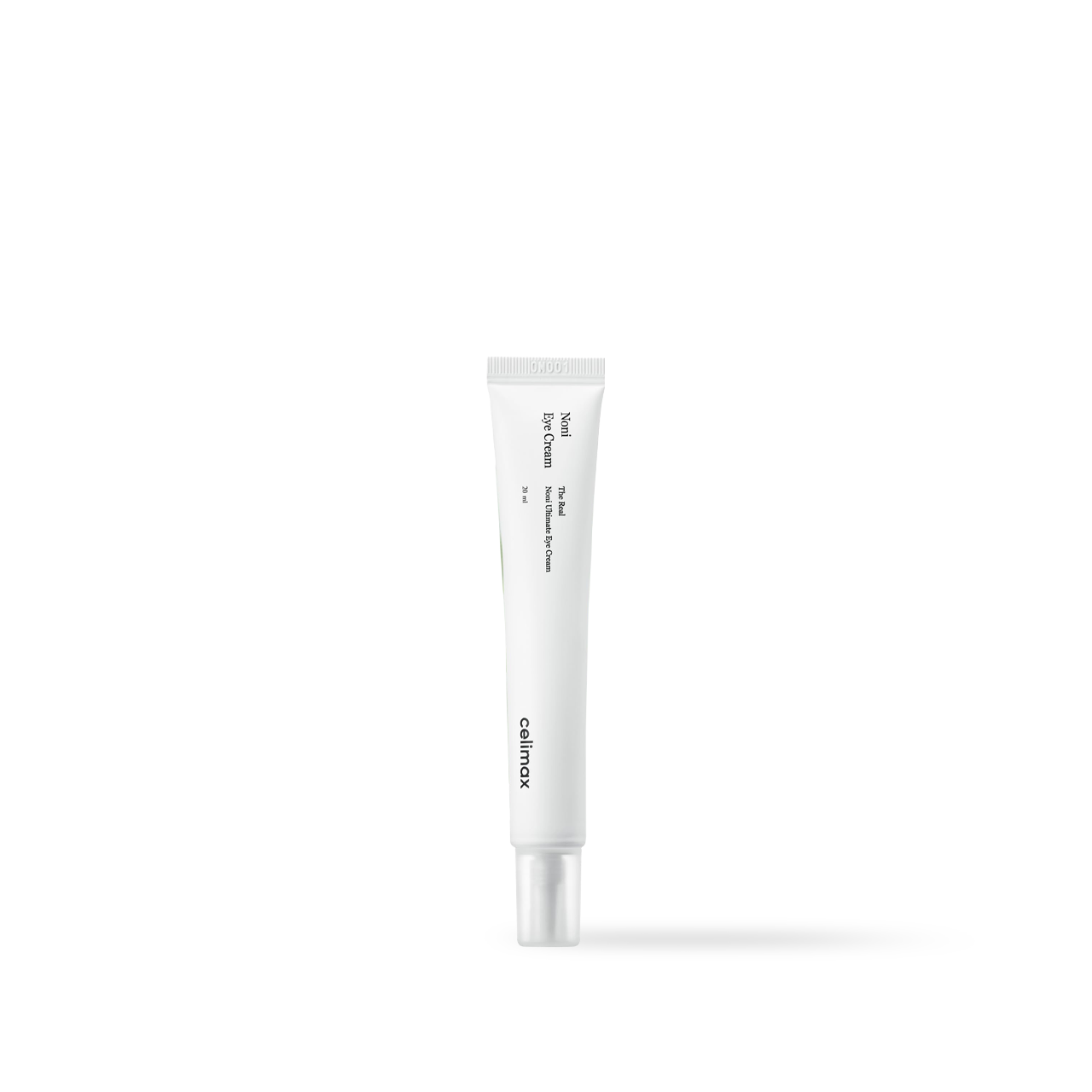 Celimax The Real Noni Ultimate Eye Cream in a slim green and white squeeze tube with a precision tip applicator