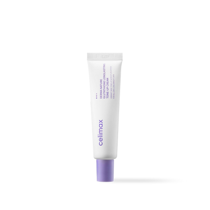 Celimax Derma Nature Glutathione Longlasting Tone-up Cream in a white squeeze tube with a minimalist aesthetic